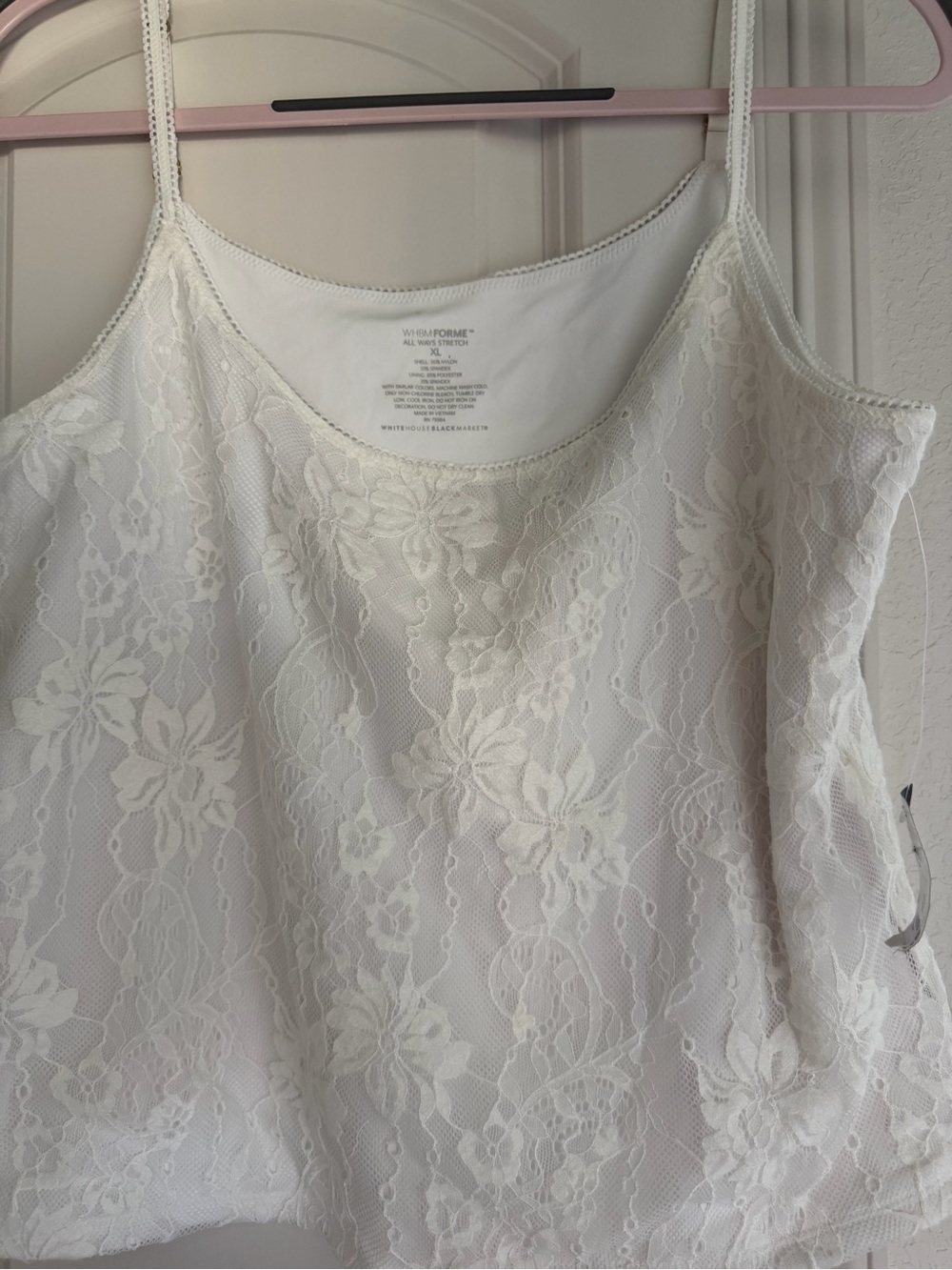 White House Black Market White Lace Camisole Tank Top XL